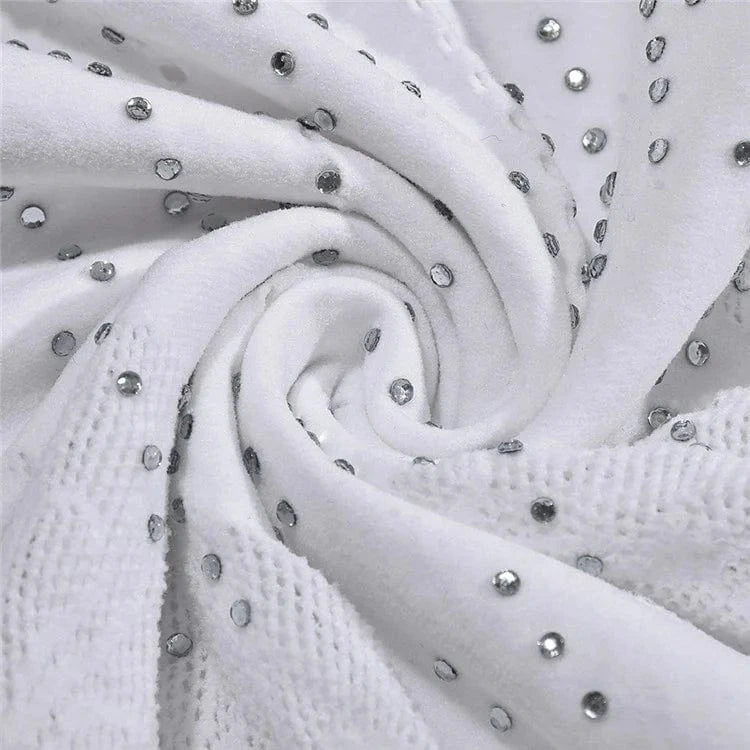 Summer White Rhinestone Hollow Out Bodycon Jumpsuit Midnight Club Outfits Women 2024 Sexy See Through Stretchy Jumpsuits