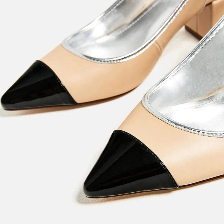 Summer women ladies slingback chunky heels mid high heel shoes