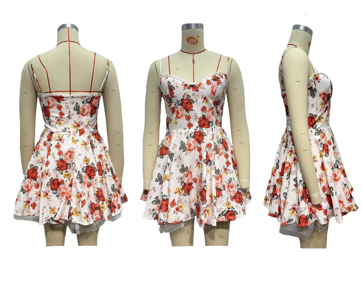 Summer Women's Strap Sleeveless Slim Halter Princess Fluffy Dress V Neck Bodycon Mini Dress with Linning