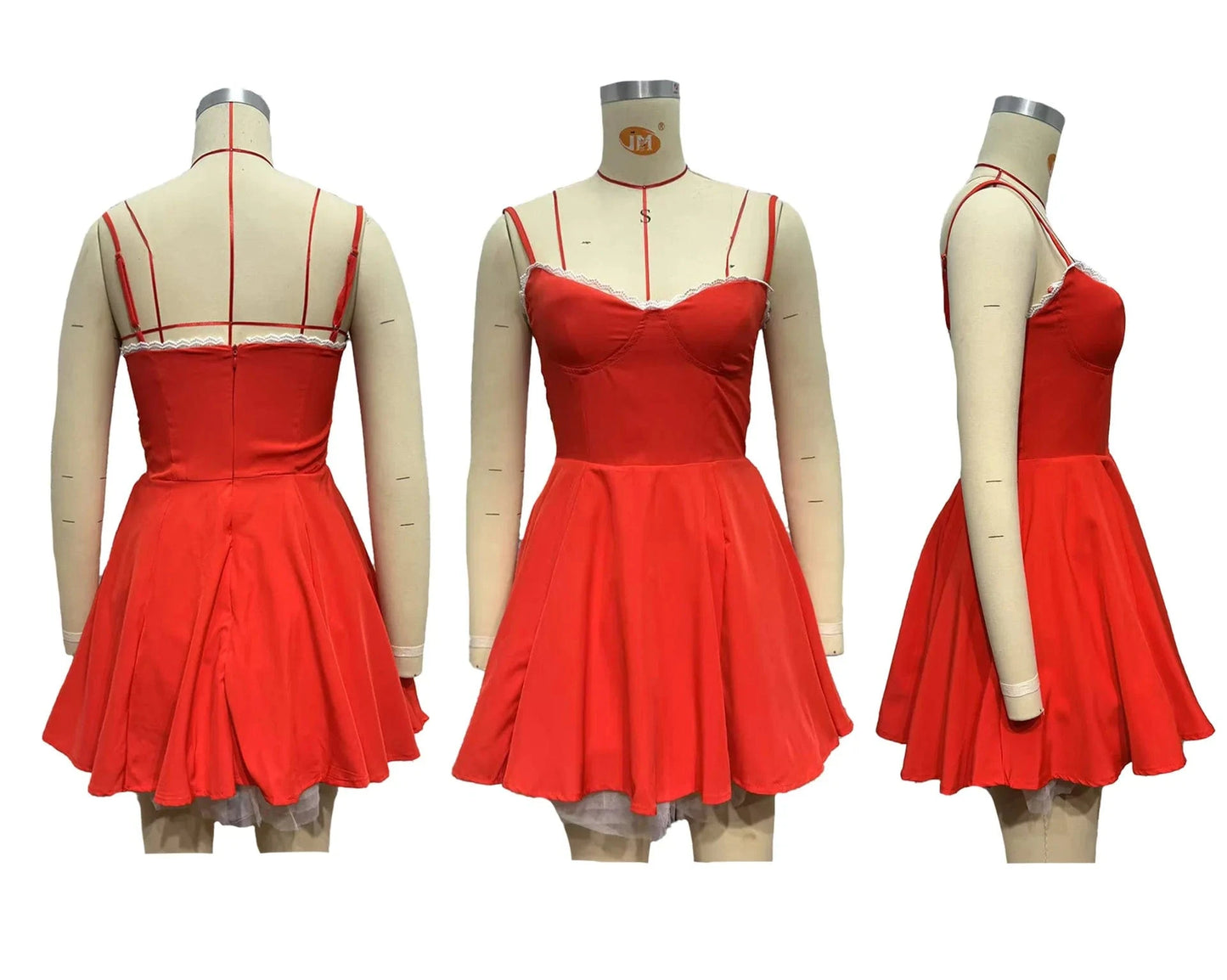 Summer Women's Strap Sleeveless Slim Halter Princess Fluffy Dress V Neck Bodycon Mini Dress with Linning