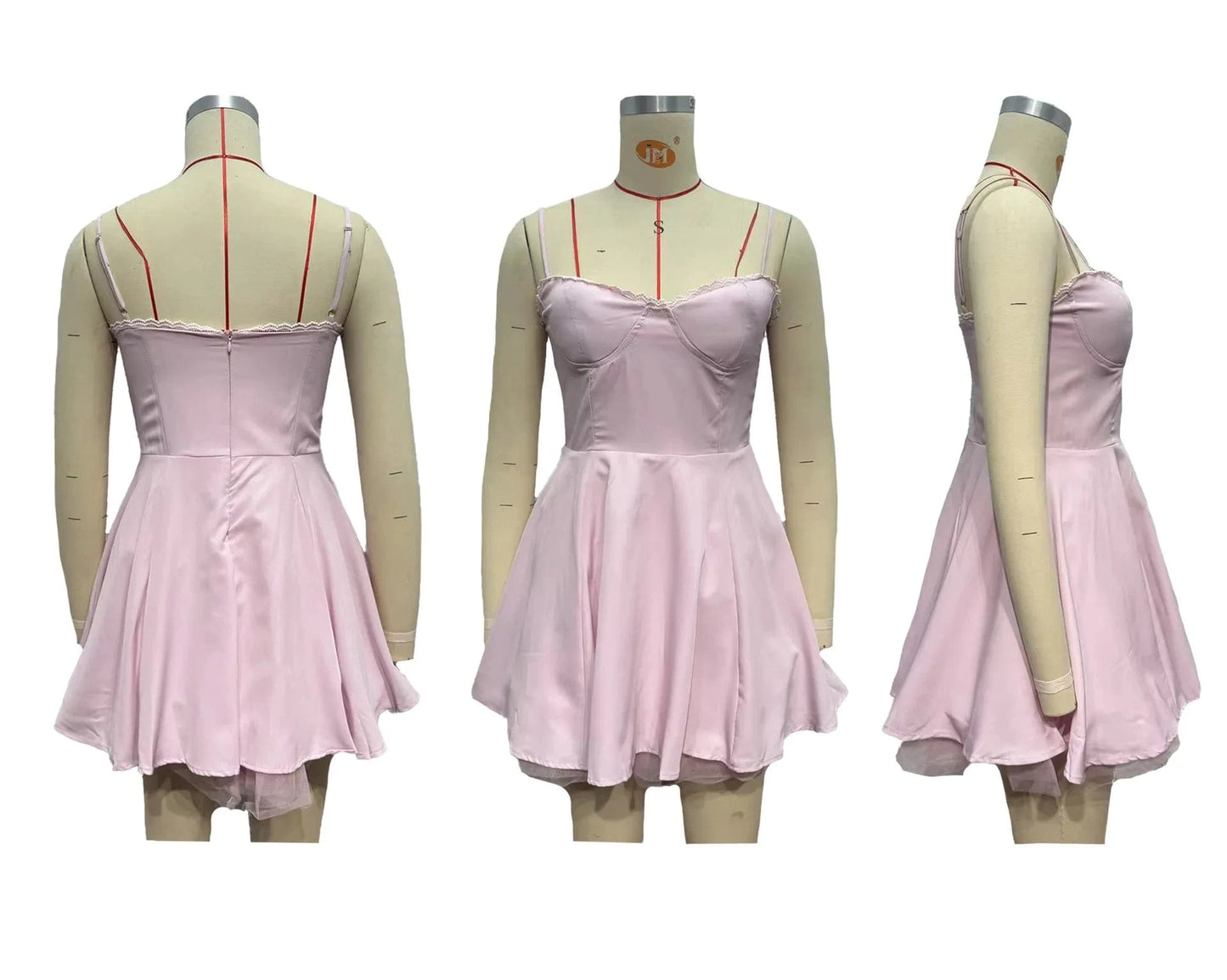 Summer Women's Strap Sleeveless Slim Halter Princess Fluffy Dress V Neck Bodycon Mini Dress with Linning