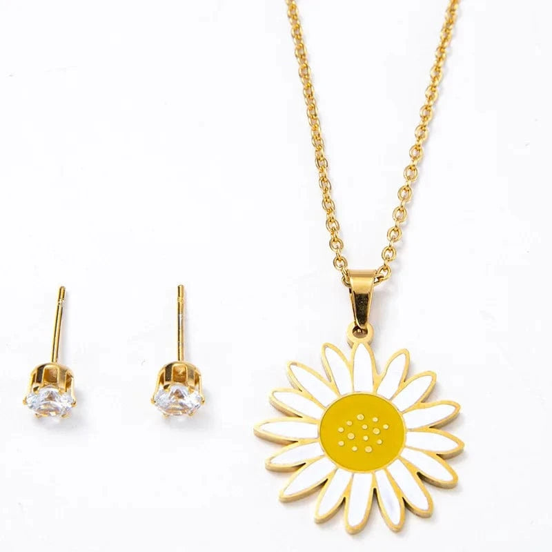 Sunflower INS New Trendy 18k gold plated Stainless Steel Jewelry Enamel Triangle Diamond Shaped Clavicle Necklace