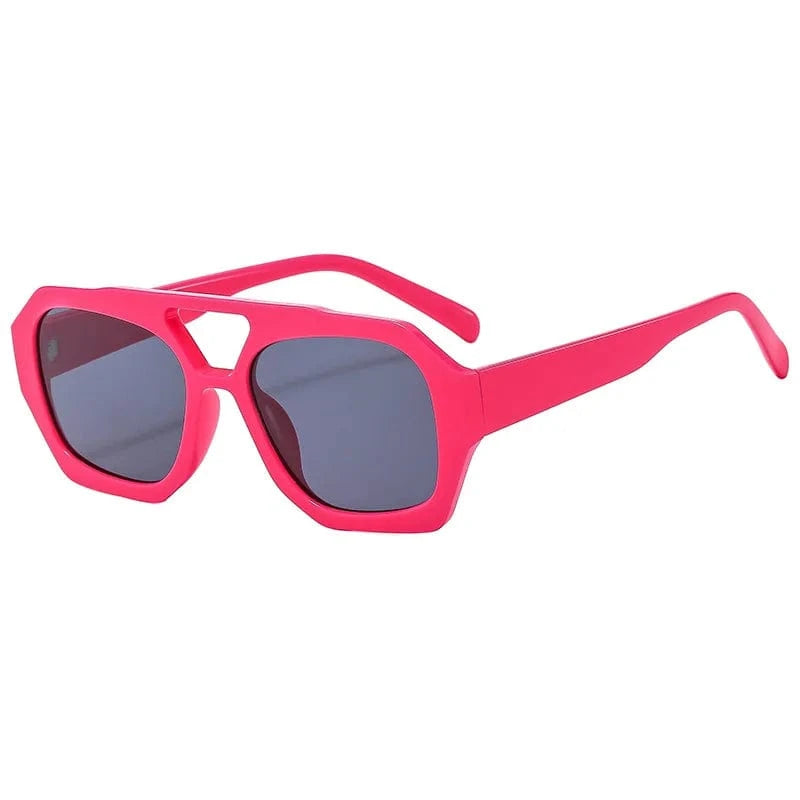sunglasses / Rose Red UNOC New Arrivals Wholesale Fashion Plastic Sunglasses Custom Double Bridge Women Men Label Sunglasses 2024