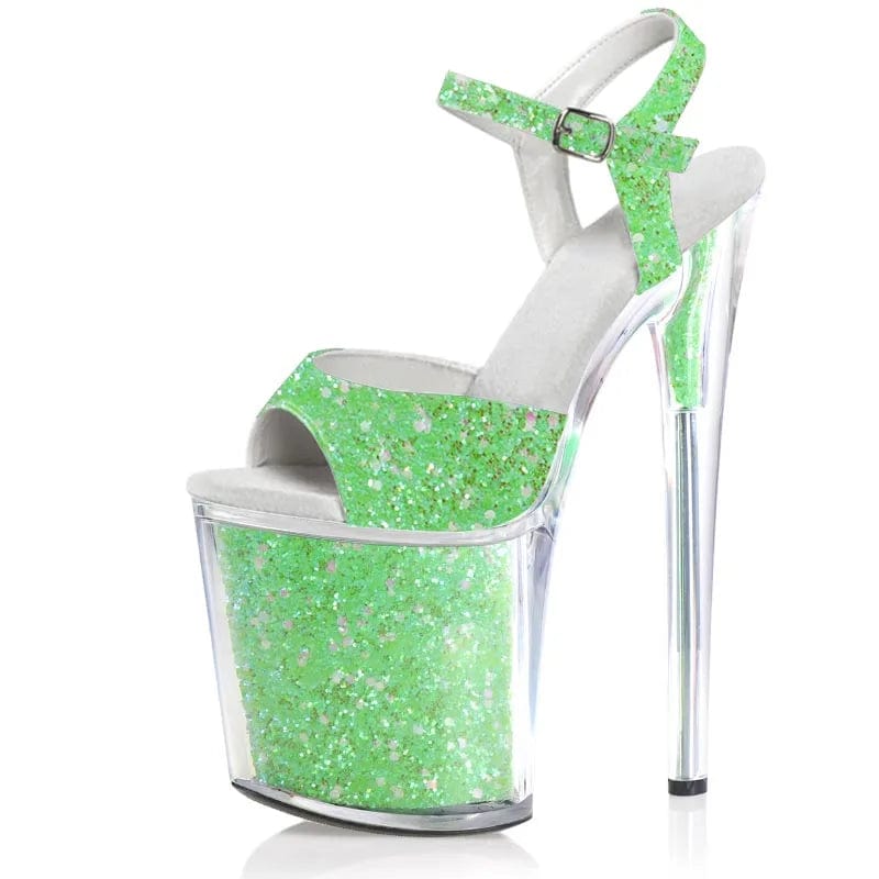 Super high heel sexy fetish fish mouth sandals 8 inches fashion model walking pole dance shoes platform high heels fine heel