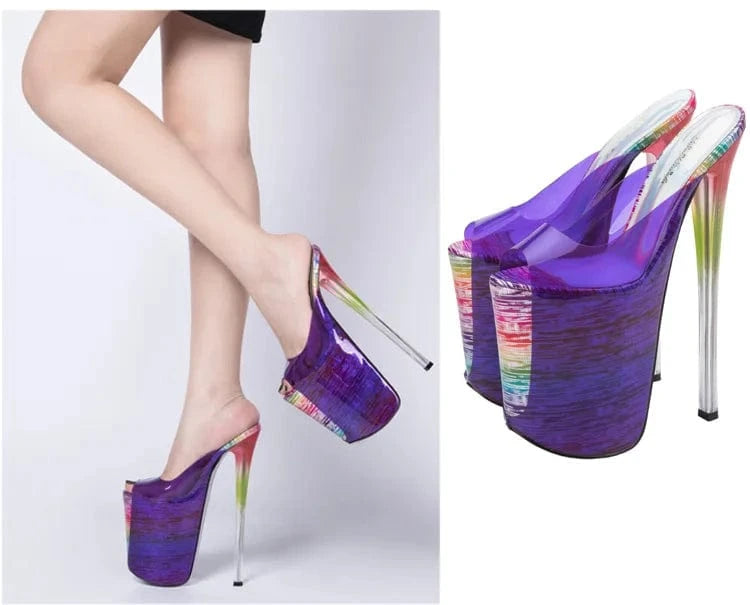 Super High Women Sandals 2023 Stilettos Women Shoes Zapatos De Mujer Colorful Stripper Dance Wear Slippers Heeled Sandals