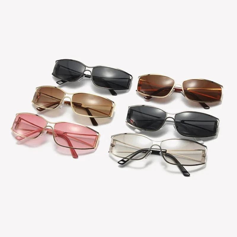 Superhot Eyewear 11809 Fashion 2024 Y2K Women Metal Rectangle Goggles Shield Sunglasses