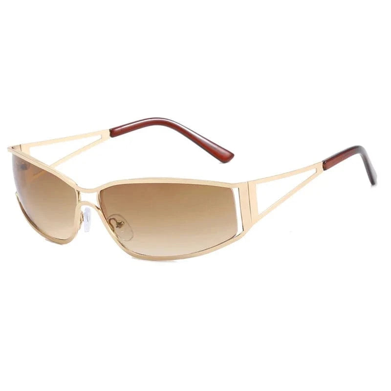Superhot Eyewear 11809 Fashion 2024 Y2K Women Metal Rectangle Goggles Shield Sunglasses