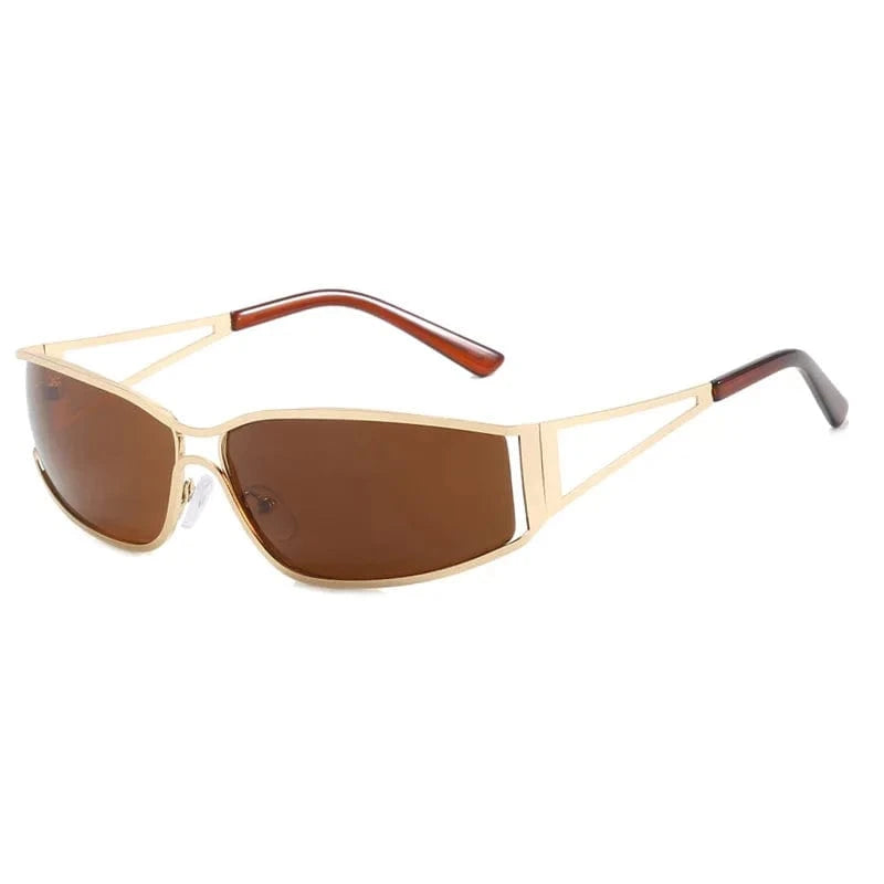 Superhot Eyewear 11809 Fashion 2024 Y2K Women Metal Rectangle Goggles Shield Sunglasses