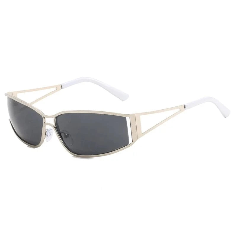 Superhot Eyewear 11809 Fashion 2024 Y2K Women Metal Rectangle Goggles Shield Sunglasses