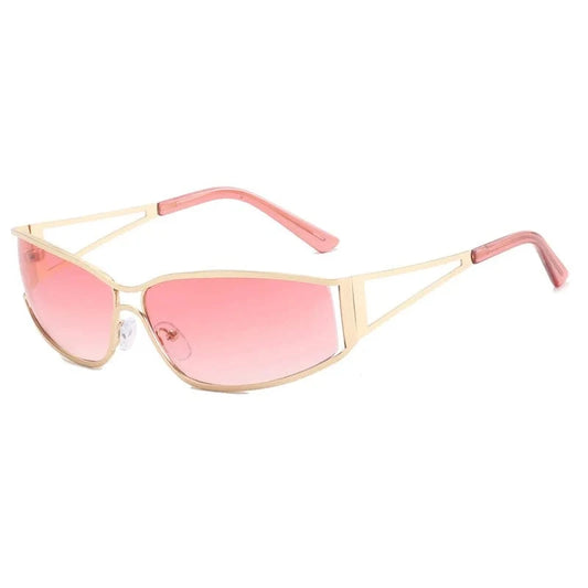 Superhot Eyewear 11809 Fashion 2024 Y2K Women Metal Rectangle Goggles Shield Sunglasses
