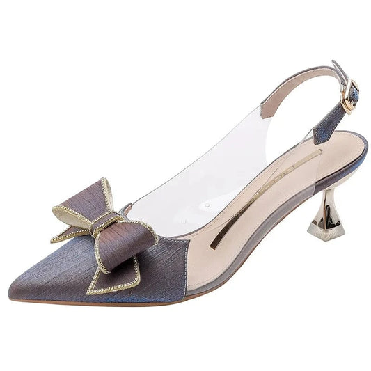 Sweet Style Ladies Point Toe Bowknot High Heels Sexy Banquet Dress Stilettos Sandals for Women