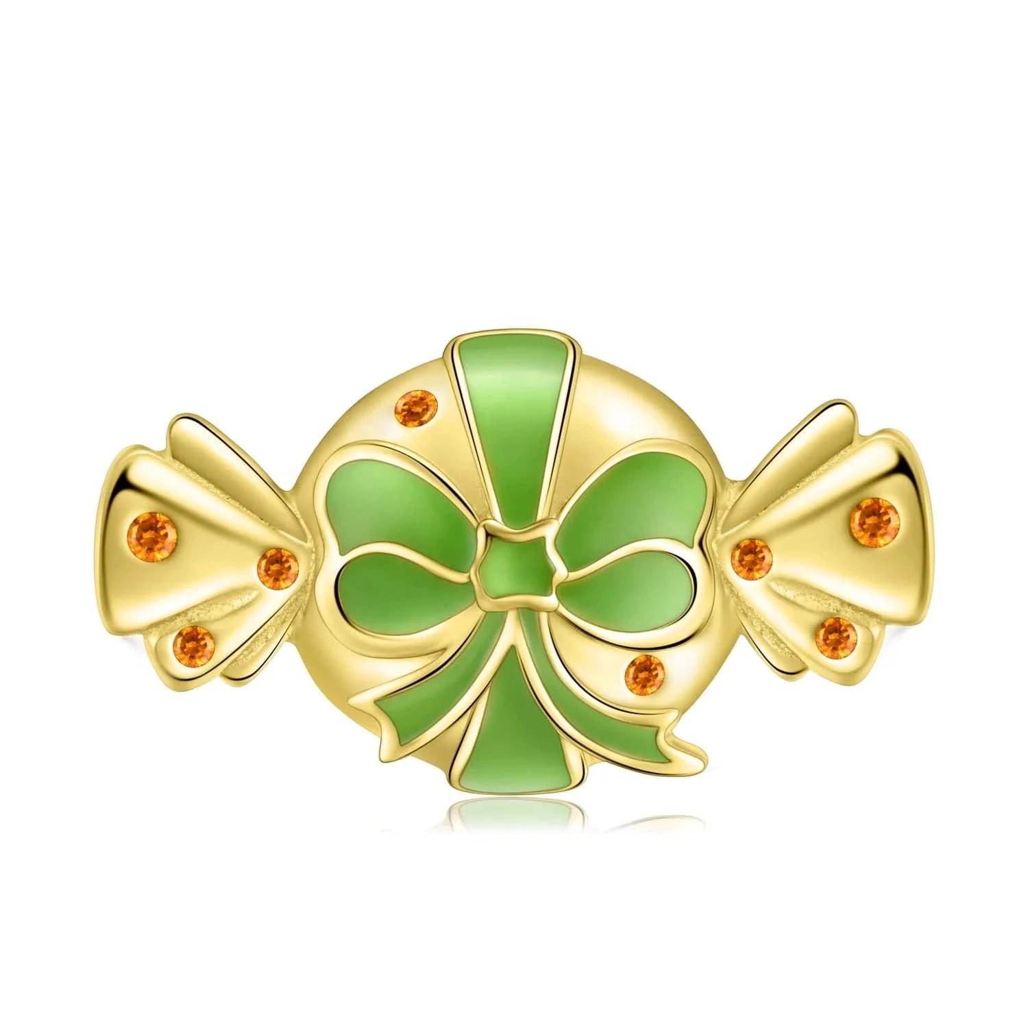 Sweets Candy Pendant for Necklace Authentic 925 Sterling Silver Gold Bow Necklaces Jewelry for Women Girl Christmas Gift Fashion