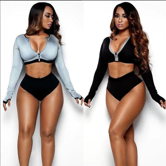 Swimsuit 2024 new zipper long sleeve split SWIMSUIT SET
