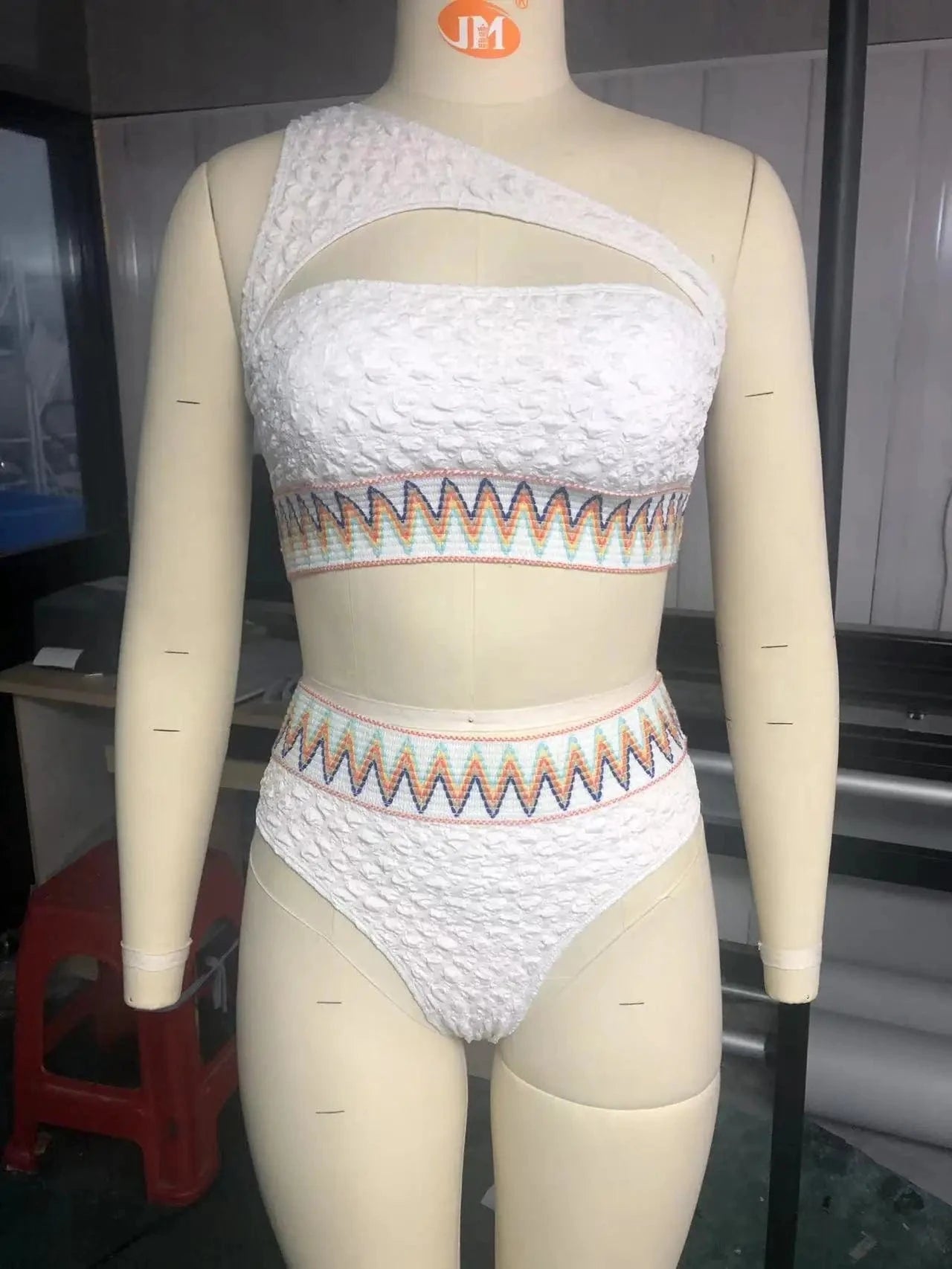 Swimsuit custom Texture One Shoulder Swimsuit Women's High Waist Bikini Sexy 2 Pieces Bikinis 2024 Trend Separate Bathing Suits