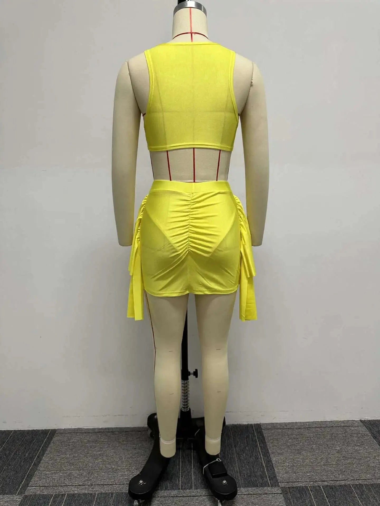 Swimwear Beachwear Sexy Woven Beach Skirt Set Mesh Swimsuit Cover Up Skirt 3PC Swing Skirt Set for Women