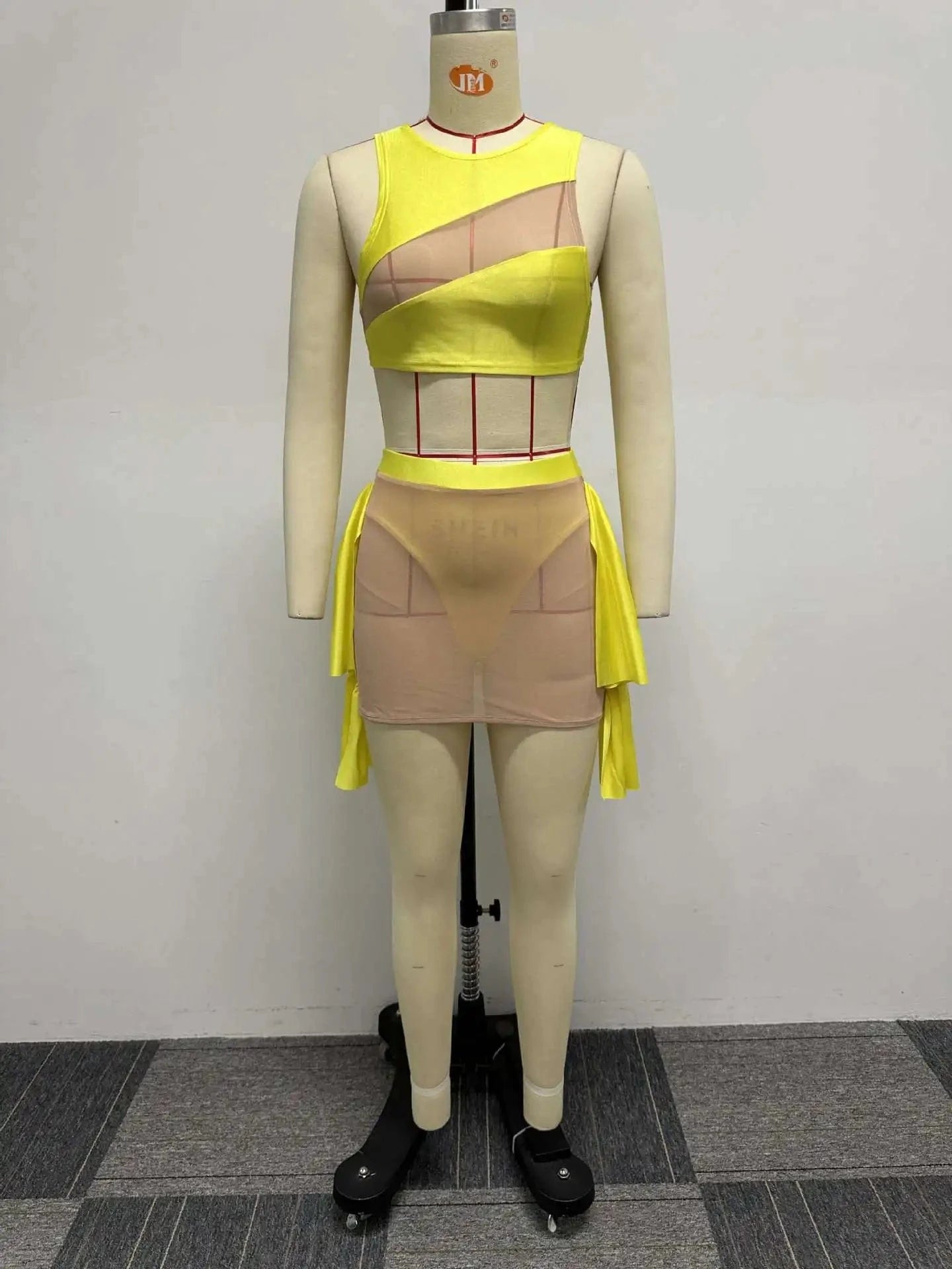 Swimwear Beachwear Sexy Woven Beach Skirt Set Mesh Swimsuit Cover Up Skirt 3PC Swing Skirt Set for Women