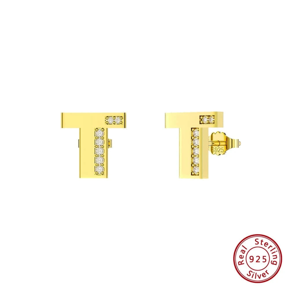 T RINNTIN ZKE01 Fine Jewelry Earrings 2023 Zircon Letter Stud Earrings Silver 925 Sterling Women Wholesale Bulk Earring Alphabet