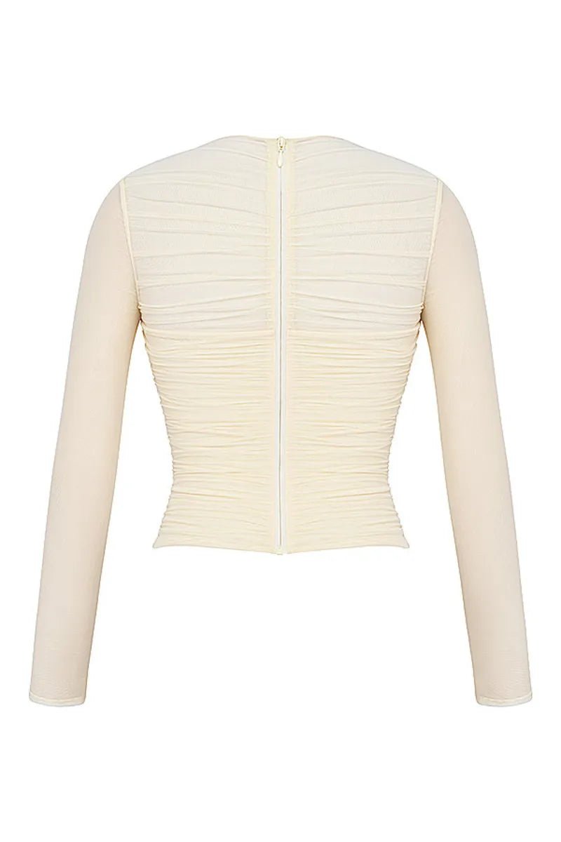 T Shirt – Sheer Mesh Long Sleeve V Neck Zipper Detail With Layered Skinny Fit For Club Party Style - SN Wigs & More