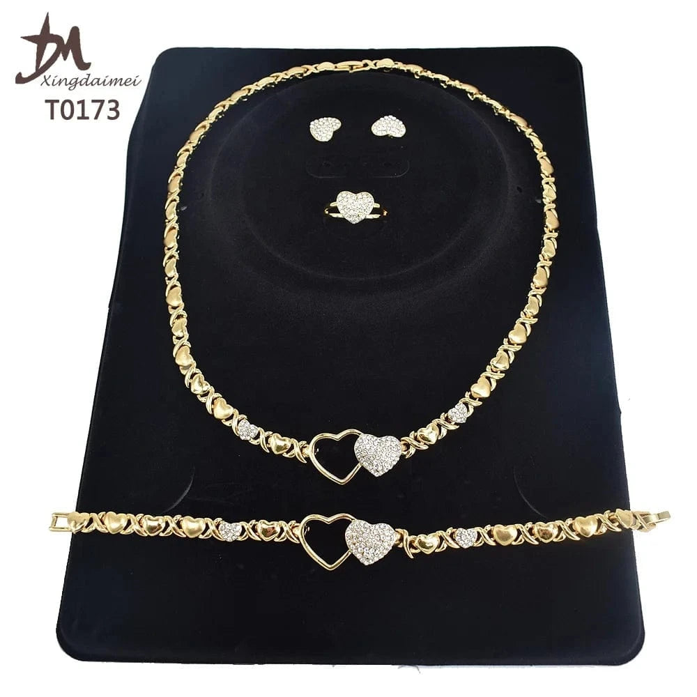 T0173 african High quality 14k gold XOXO plating jewelry set