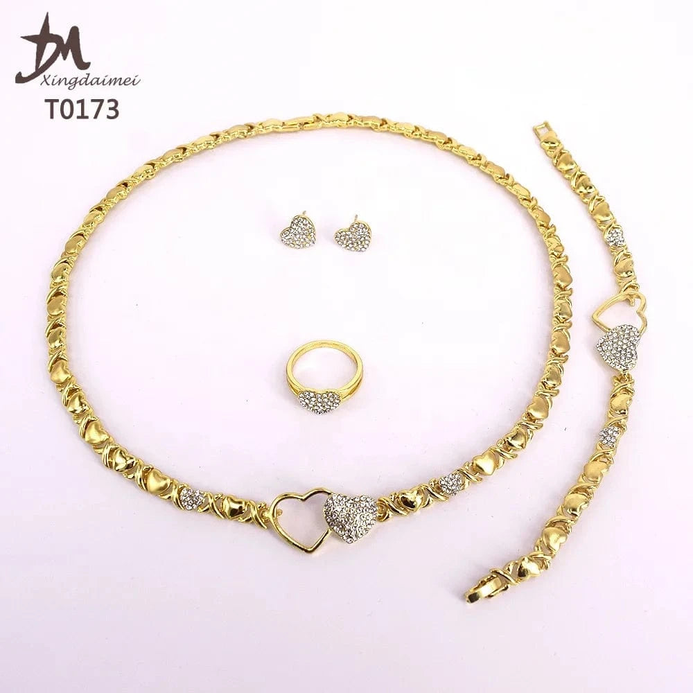 T0173 african High quality 14k gold XOXO plating jewelry set