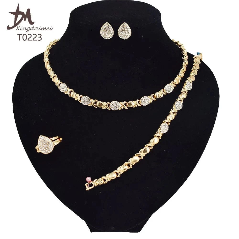 T0173 african High quality 14k gold XOXO plating jewelry set