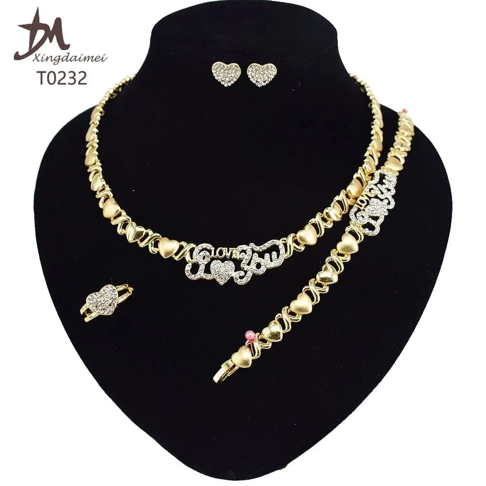 T0173 african High quality 14k gold XOXO plating jewelry set