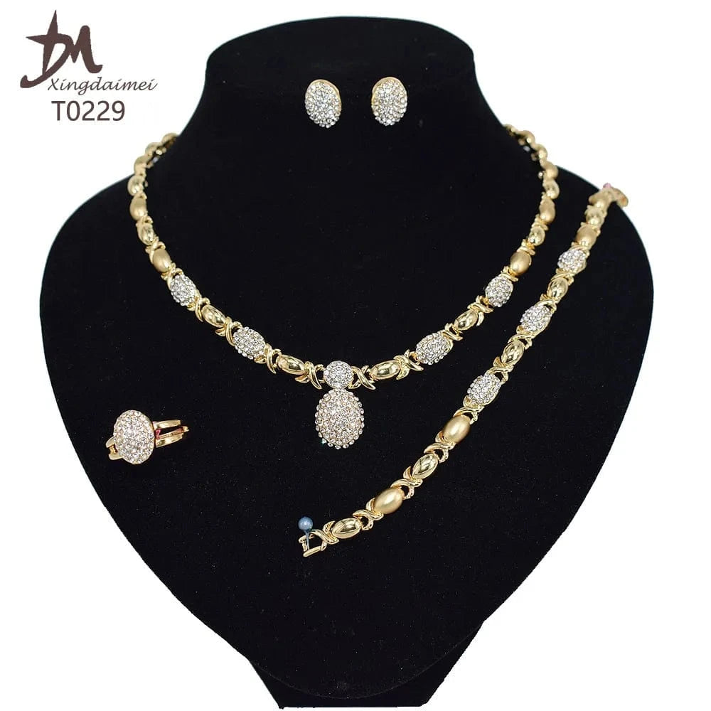 T0173 african High quality 14k gold XOXO plating jewelry set