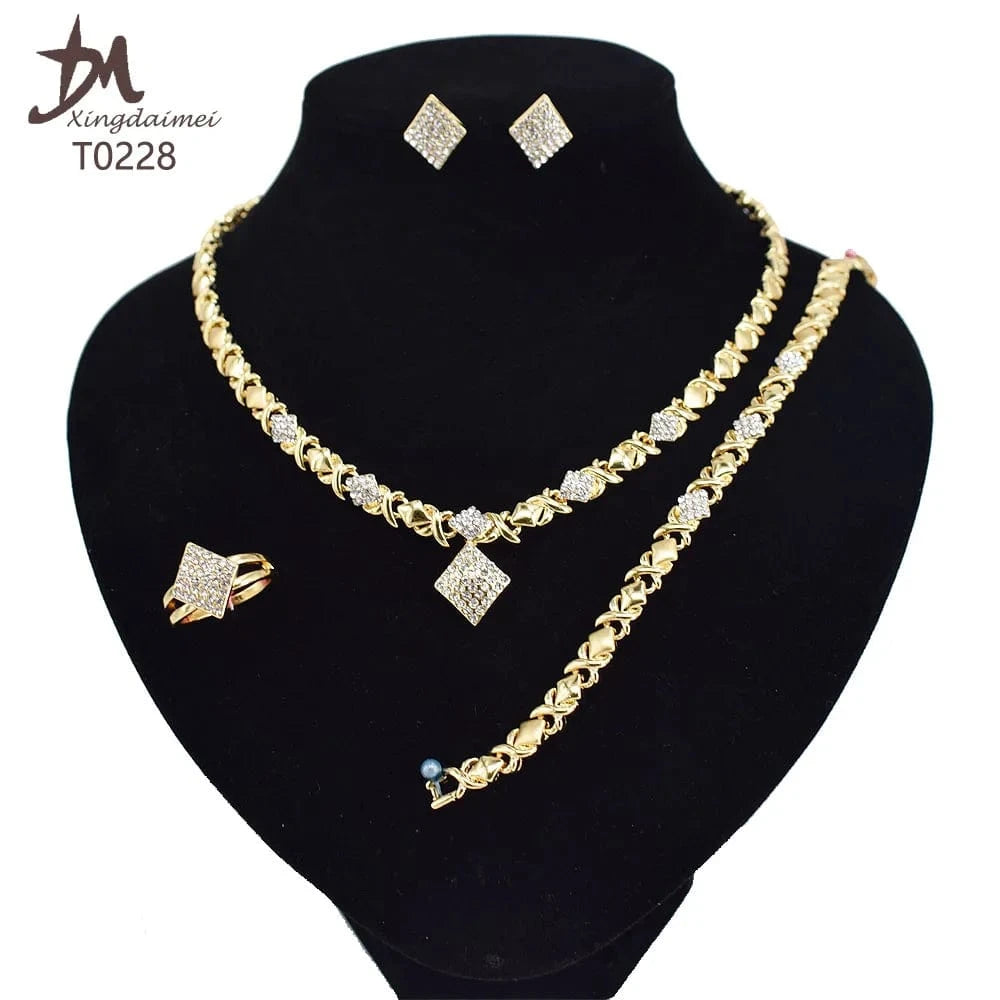 T0173 african High quality 14k gold XOXO plating jewelry set