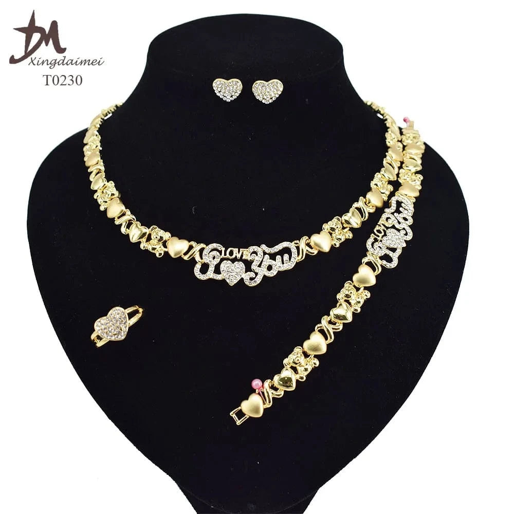 T0173 african High quality 14k gold XOXO plating jewelry set