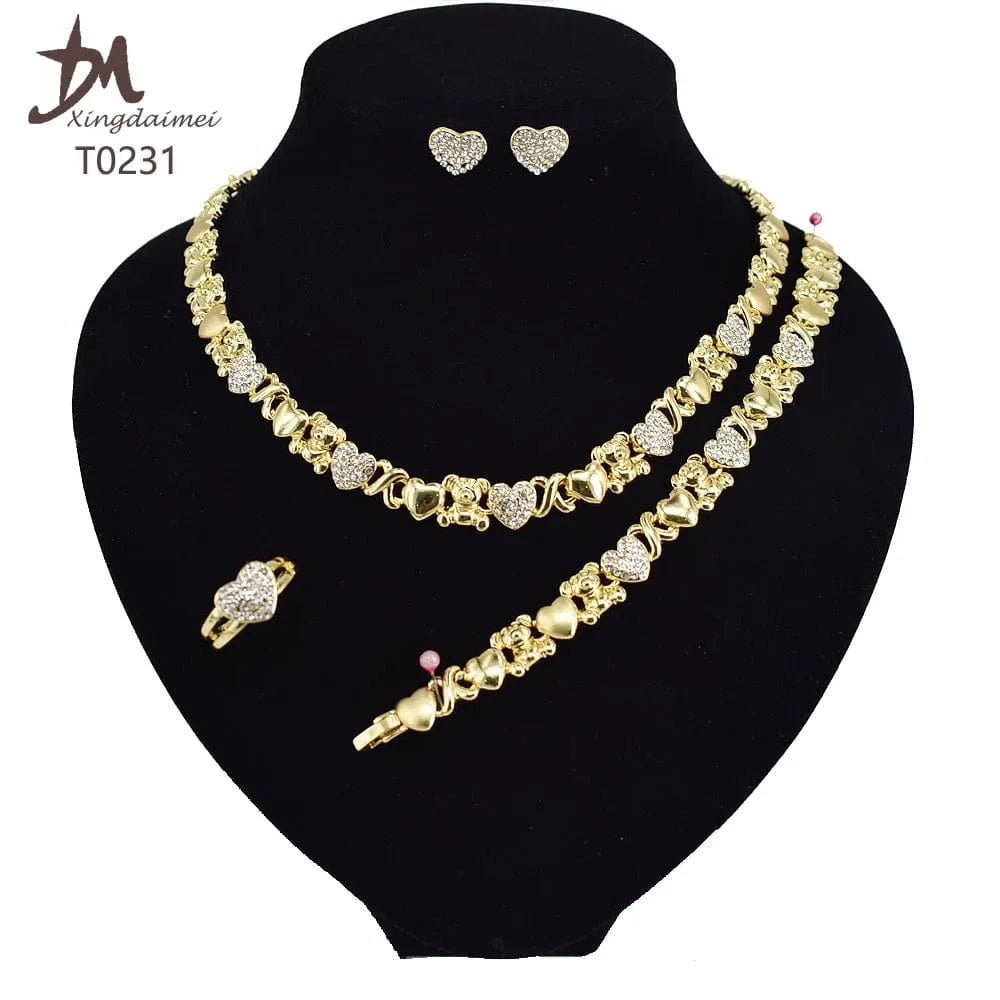 T0173 african High quality 14k gold XOXO plating jewelry set