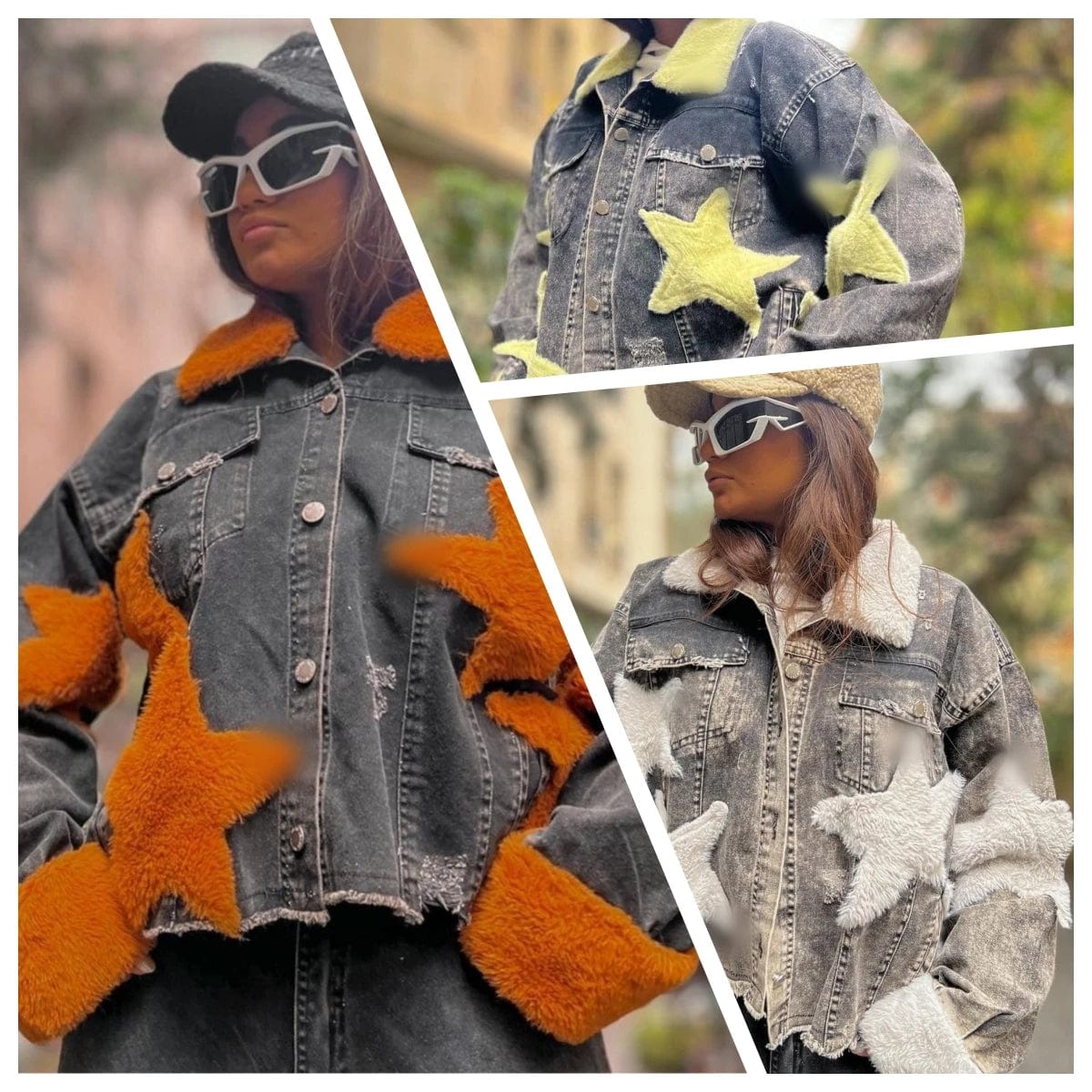 T2905 Women Jacket 2024 Patchwork Pattern Button Jacket Vintage Girls Denim Jacket