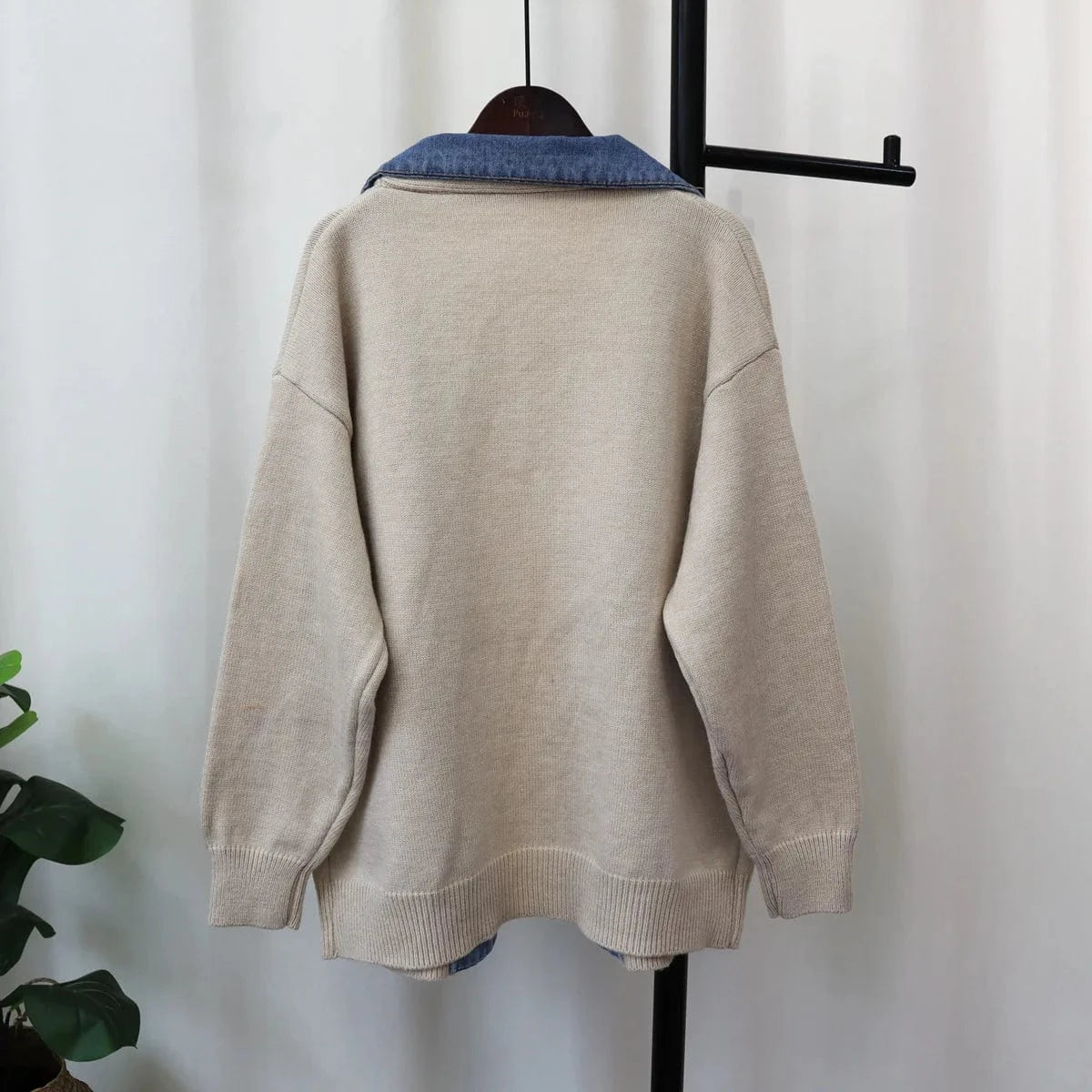 T879 2024 New Arrivals Ready To Ship Winter Warmly Thick Sweaters Patchwork Denim Jeans Coats