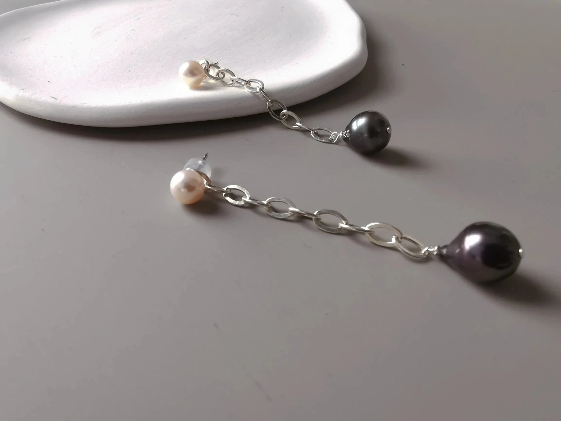Tahitian black pearl necklace wholesale ladies baroque pearl necklace earring sterling silver 925 pearl jewelry necklace
