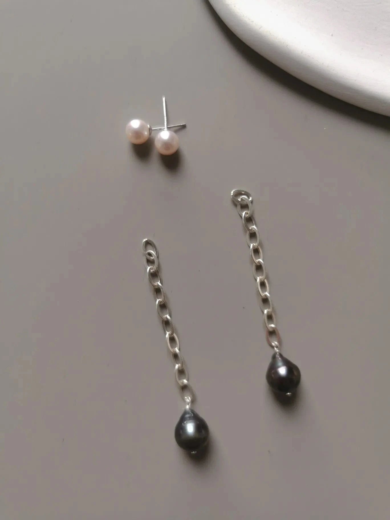 Tahitian black pearl necklace wholesale ladies baroque pearl necklace earring sterling silver 925 pearl jewelry necklace