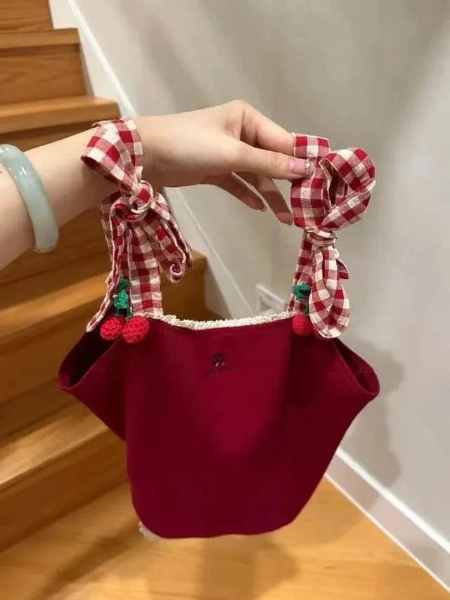 Tank Tops 2024 New Succulent Cherry Embroidered Lace Patchwork Plaid Strap Vest Summer New Camisole Girl Top