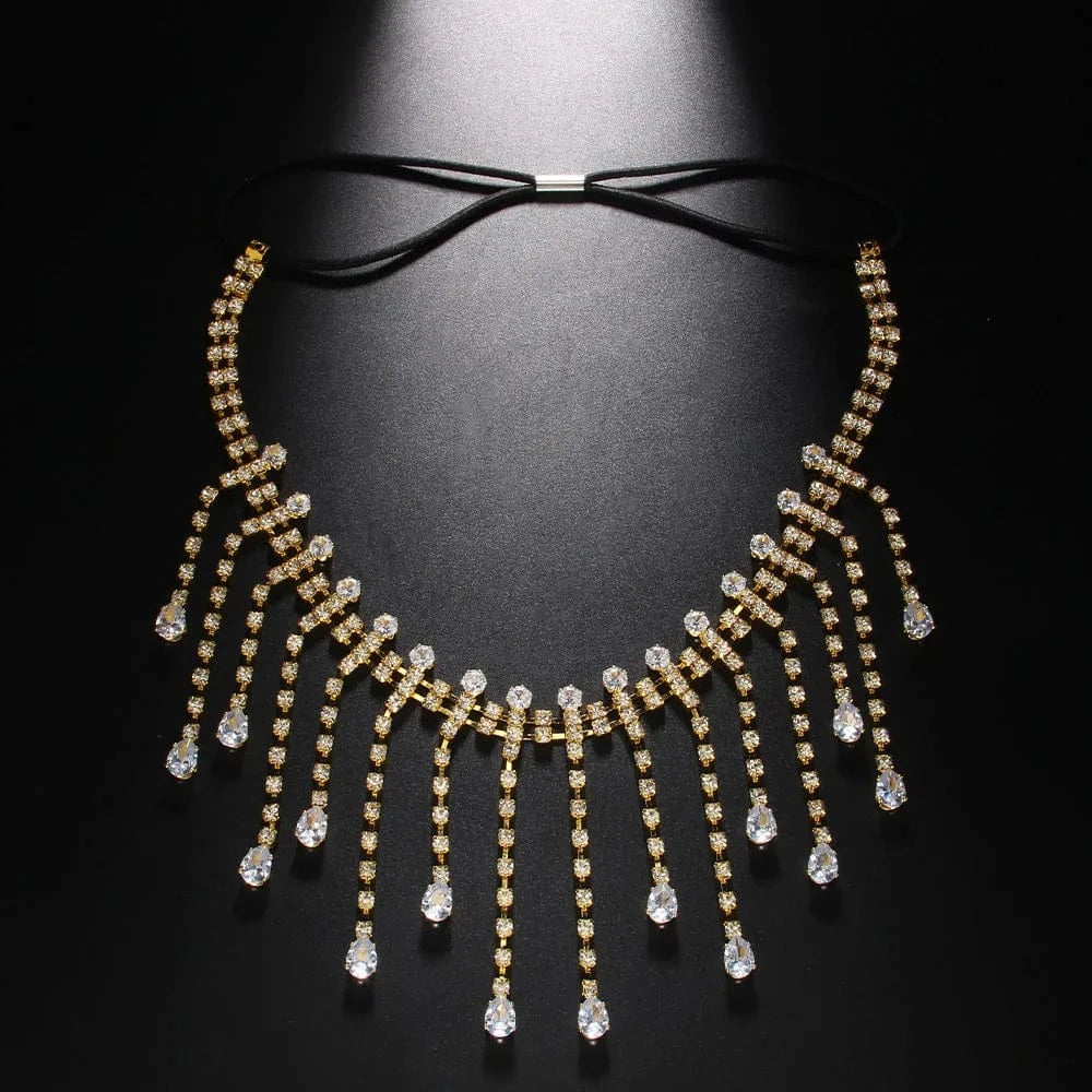 Tassel Rhinestone Leg Chain Elastic Rope Adjustable Fashion Jewelry Sexy Women Shiny Crystal Body Jewelry