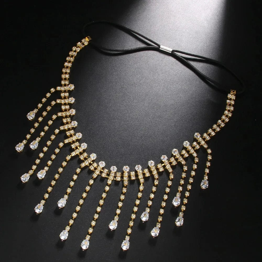 Tassel Rhinestone Leg Chain Elastic Rope Adjustable Fashion Jewelry Sexy Women Shiny Crystal Body Jewelry