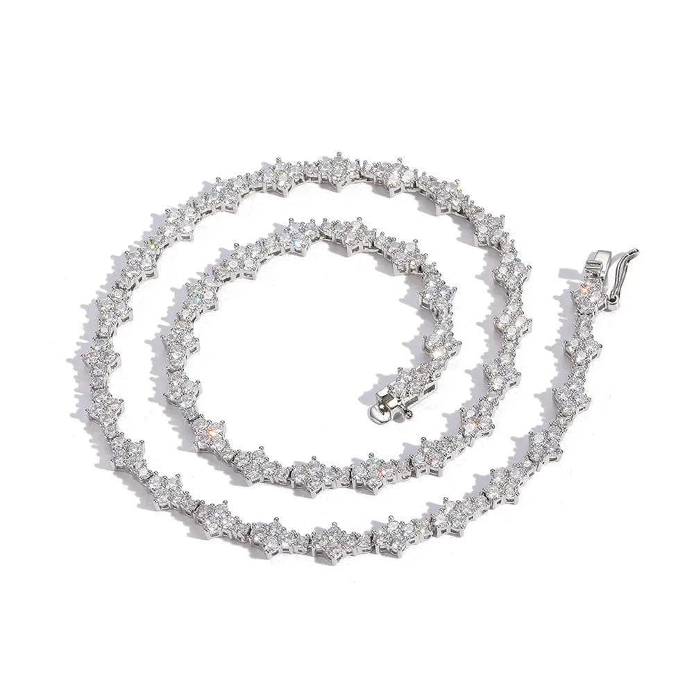 Tennis Chain / 8inches / silver Top Icy Honeycomb Chain 3mm Tennis Chain Fashion Jewelry Honey Necklace Brass 18K Gold Plated 3A CZ Shiny Necklace Chain