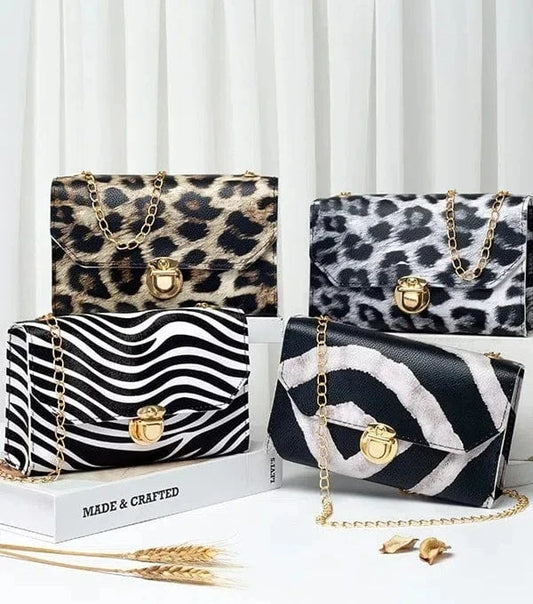 The New 2024 Mini Leopard Print Bag Vintage Chain Single Shoulder Crossbody Handbag Women's Small Square Zebra Mobile Phone Bag