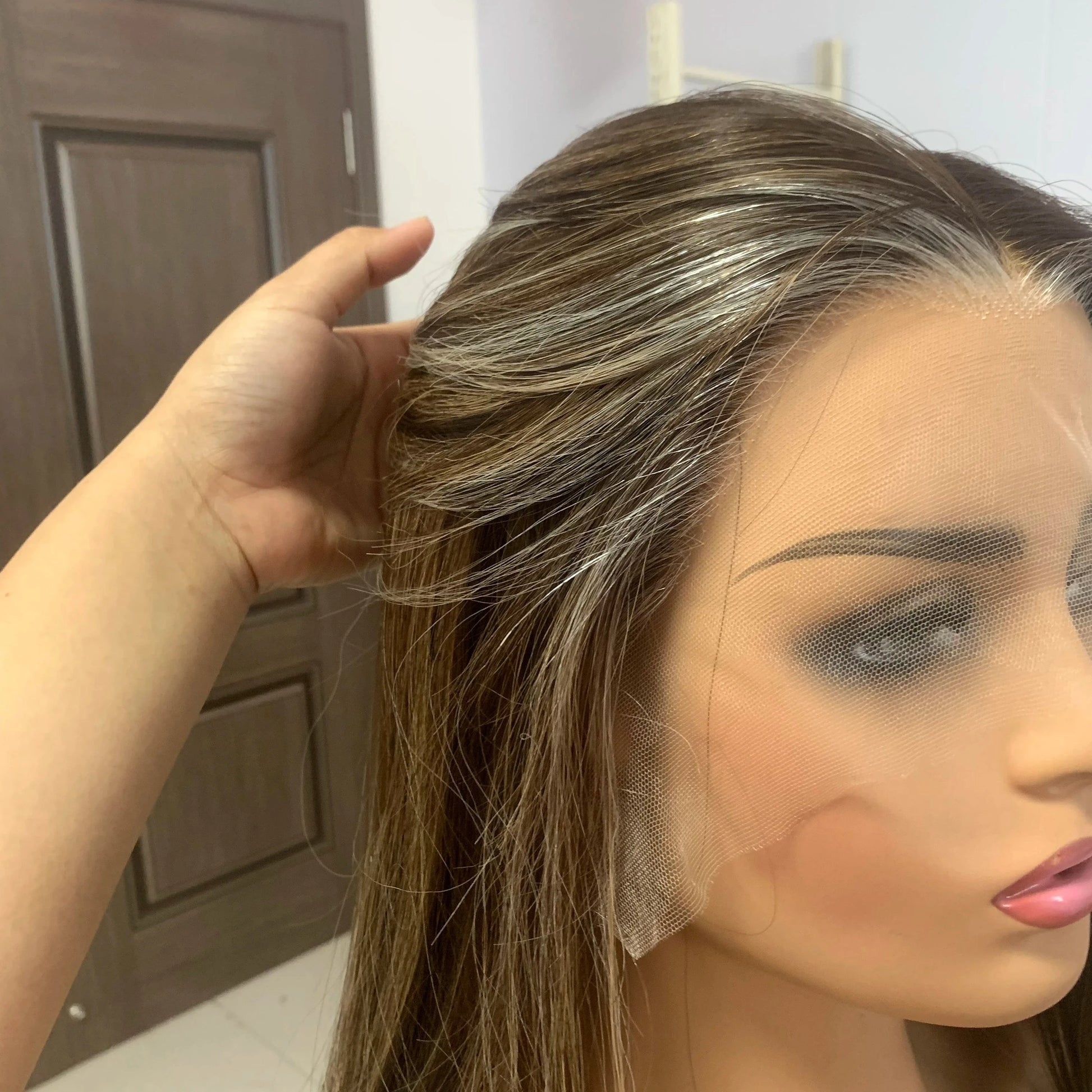 thick end Heavy Density Ash Blonde Highlight Color Lace Wigs 100% Human Hair Cuticle Aligned Short Lace Front Wigs