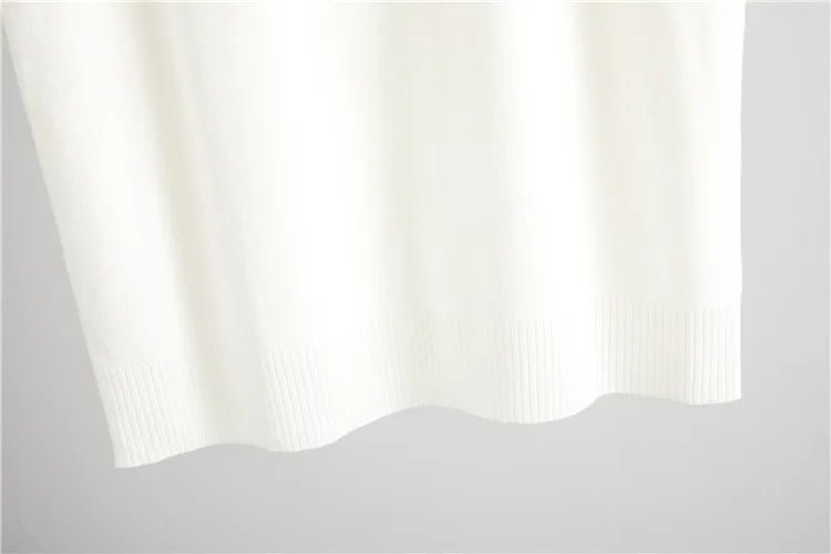 Three Piece Knit Set With White Vest And Striped Cardigan High Waist Loose Pants Korean Style - SN Wigs & More