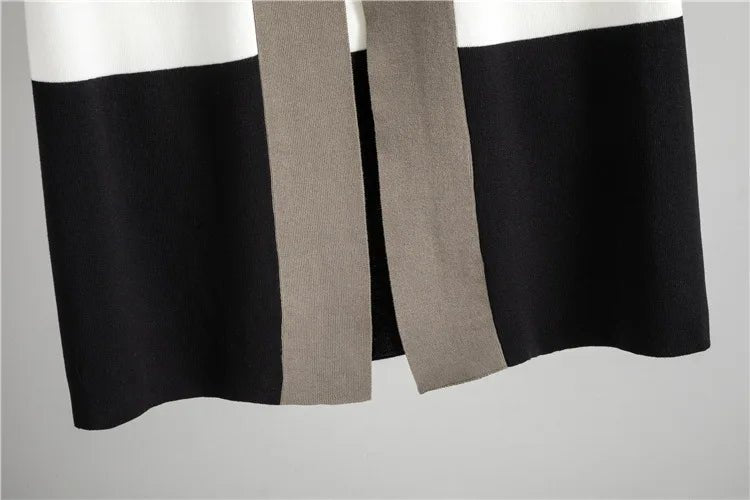 Three Piece Knit Set With White Vest And Striped Cardigan High Waist Loose Pants Korean Style - SN Wigs & More