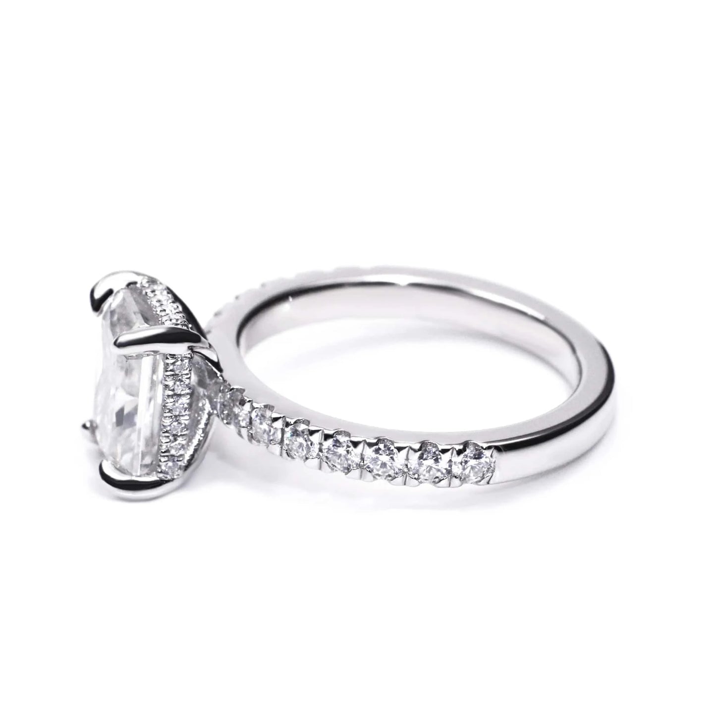 Tianyu FBA Jewelry 9x7mm 3ct Radiant Cut Gold Plated 18K  Diamond Moissanite Engagement 925 Sterling Silver Wedding Ring
