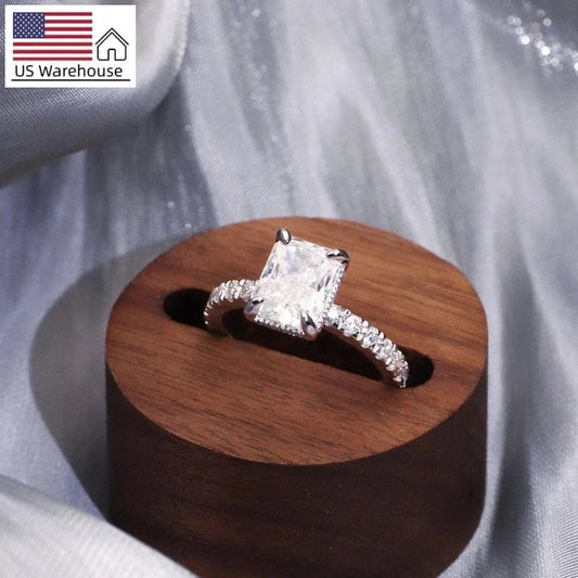 Tianyu FBA Jewelry 9x7mm 3ct Radiant Cut Gold Plated 18K  Diamond Moissanite Engagement 925 Sterling Silver Wedding Ring