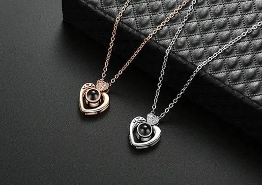 Tiktok New 100 Languages Necklace Double Heart Love Collar Fade Resistant Chain Necklace