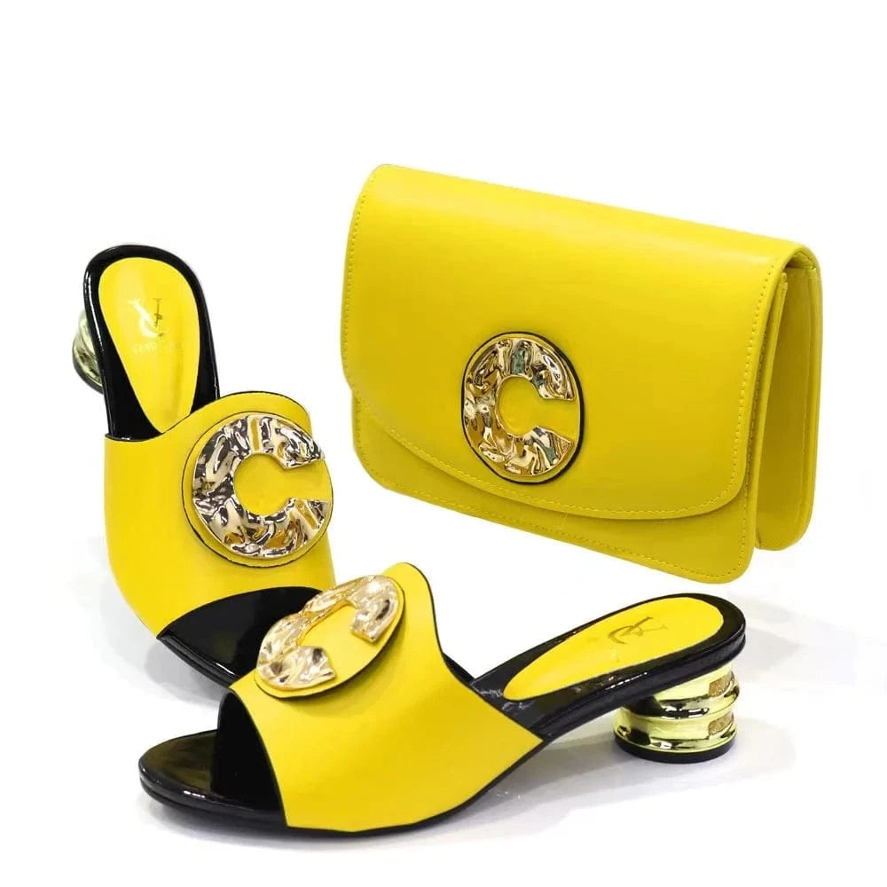 Top class designer shoe bag set women heel sandals special design