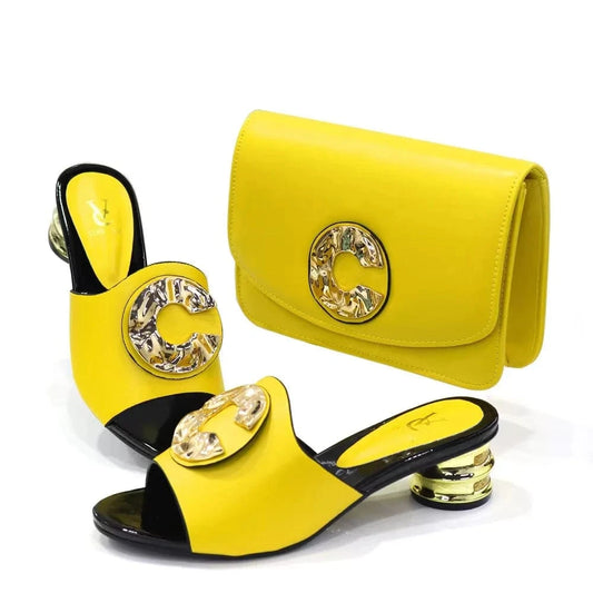 Top class designer shoe bag set women heel sandals special design