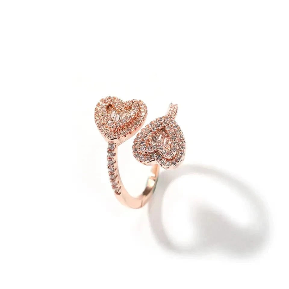 Top Icy Cute Heart Rings Collection Rings Jewelry  Women Iced Out Diamond Ring Brass 18K Gold Plated + 5A CZ Birthday Gift