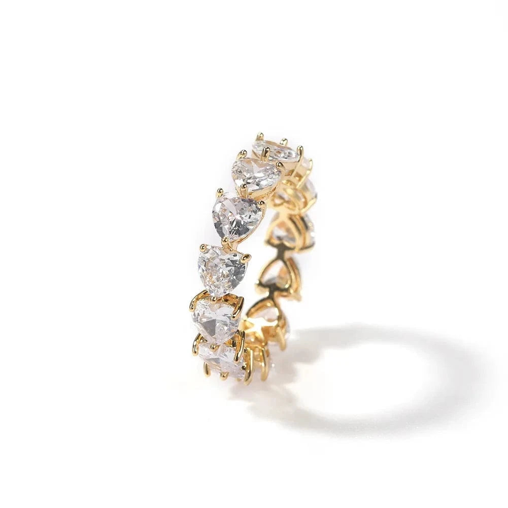 Top Icy Cute Heart Rings Collection Rings Jewelry  Women Iced Out Diamond Ring Brass 18K Gold Plated + 5A CZ Birthday Gift