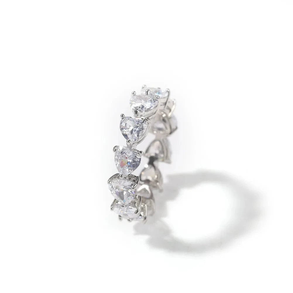 Top Icy Cute Heart Rings Collection Rings Jewelry  Women Iced Out Diamond Ring Brass 18K Gold Plated + 5A CZ Birthday Gift